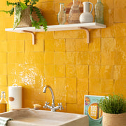 Mustard Yellow Moroccan Zellige Tiles 10x10 cm